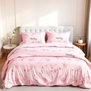 VibeCheck Bazaar | "Blushing Flora" Premium Double Bedsheet Set