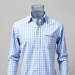 VibeCheck Bazaar – Men’s Essential Light Blue Gingham Check Shirt
